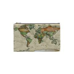 Vintage World Map Aesthetic Cosmetic Bag (small)