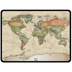 Vintage World Map Aesthetic Fleece Blanket (large)