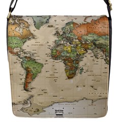 Vintage World Map Aesthetic Flap Closure Messenger Bag (s)