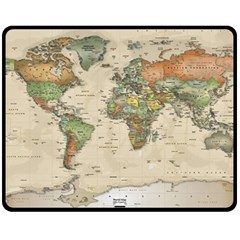 Vintage World Map Aesthetic Two Sides Fleece Blanket (medium)