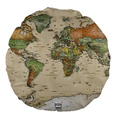 Vintage World Map Aesthetic Large 18  Premium Flano Round Cushions