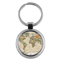 Vintage World Map Aesthetic Key Chain (round)