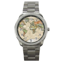 Vintage World Map Aesthetic Sport Metal Watch