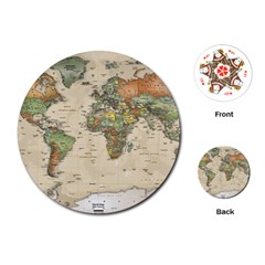 Vintage World Map Aesthetic Playing Cards Single Design (round)