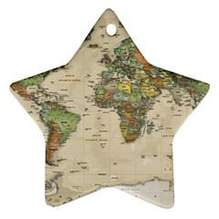 Vintage World Map Aesthetic Star Ornament (two Sides)