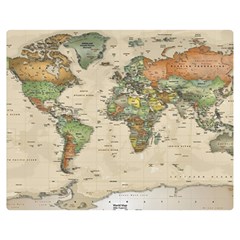 Vintage World Map Aesthetic Two Sides Premium Plush Fleece Blanket (medium)