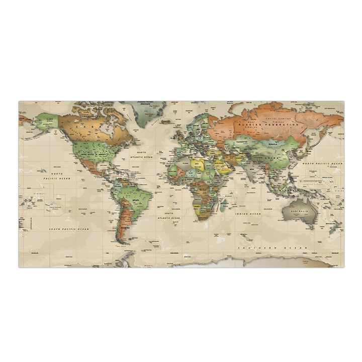 Vintage World Map Aesthetic Satin Shawl 45  x 80 