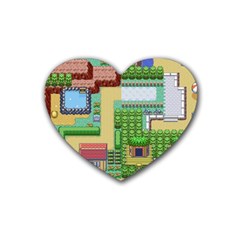 Pixel Map Game Rubber Coaster (heart)