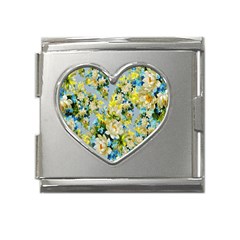 Background-flowers Mega Link Heart Italian Charm (18mm)