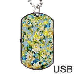 Background-flowers Dog Tag Usb Flash (two Sides) by nateshop