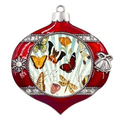 Butterfly-love Metal Snowflake And Bell Red Ornament by nateshop