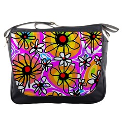Mazipoodles Love Flowers - Rainbow Messenger Bag by Mazipoodles
