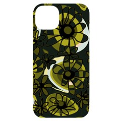 Mazipoodles Love Flowers - Dark Green Olive Black Iphone 14 Plus Black Uv Print Case by Mazipoodles