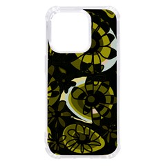 Mazipoodles Love Flowers - Dark Green Olive Black Iphone 14 Pro Tpu Uv Print Case by Mazipoodles