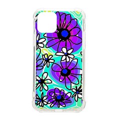 Mazipoodles Love Flowers - Blue Purple Black Iphone 11 Pro 5 8 Inch Tpu Uv Print Case by Mazipoodles