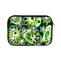 Mazipoodles Love Flowers - Black Olive White Apple Ipad Mini Zipper Cases by Mazipoodles