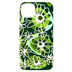 Mazipoodles Love Flowers - Black Olive White Iphone 14 Plus Black Uv Print Case by Mazipoodles