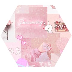 Pink Aesthetic, Clouds, Cute, Glitter, Hello Kitty, Pastel, Soft Wooden Puzzle Hexagon by nateshop