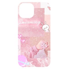 Pink Aesthetic, Clouds, Cute, Glitter, Hello Kitty, Pastel, Soft Iphone 14 Black Uv Print Case by nateshop