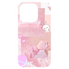 Pink Aesthetic, Clouds, Cute, Glitter, Hello Kitty, Pastel, Soft Iphone 14 Pro Black Uv Print Case by nateshop