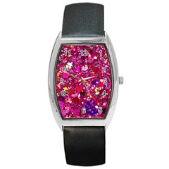 Pink Glitter, Cute, Girly, Glitter, Pink, Purple, Sparkle Barrel Style Metal Watch