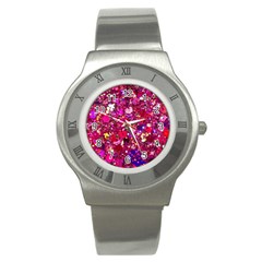 Pink Glitter, Cute, Girly, Glitter, Pink, Purple, Sparkle Stainless Steel Watch