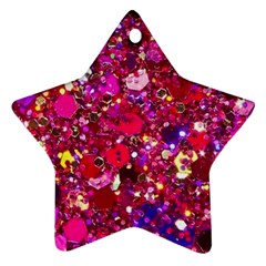 Pink Glitter, Cute, Girly, Glitter, Pink, Purple, Sparkle Star Ornament (Two Sides)