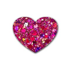 Pink Glitter, Cute, Girly, Glitter, Pink, Purple, Sparkle Rubber Coaster (Heart)