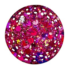 Pink Glitter, Cute, Girly, Glitter, Pink, Purple, Sparkle Ornament (Round Filigree)