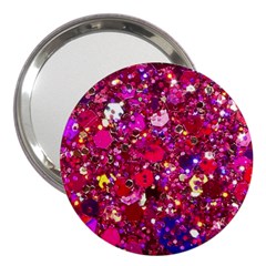 Pink Glitter, Cute, Girly, Glitter, Pink, Purple, Sparkle 3  Handbag Mirrors