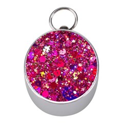 Pink Glitter, Cute, Girly, Glitter, Pink, Purple, Sparkle Mini Silver Compasses