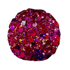 Pink Glitter, Cute, Girly, Glitter, Pink, Purple, Sparkle Standard 15  Premium Flano Round Cushions