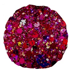 Pink Glitter, Cute, Girly, Glitter, Pink, Purple, Sparkle Large 18  Premium Flano Round Cushions