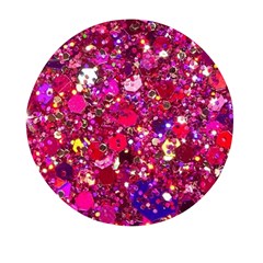 Pink Glitter, Cute, Girly, Glitter, Pink, Purple, Sparkle Mini Round Pill Box