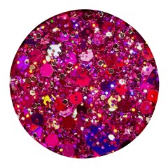 Pink Glitter, Cute, Girly, Glitter, Pink, Purple, Sparkle Round Glass Fridge Magnet (4 pack)