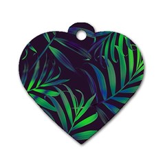 Tree Leaves Dog Tag Heart (two Sides) by nateshop