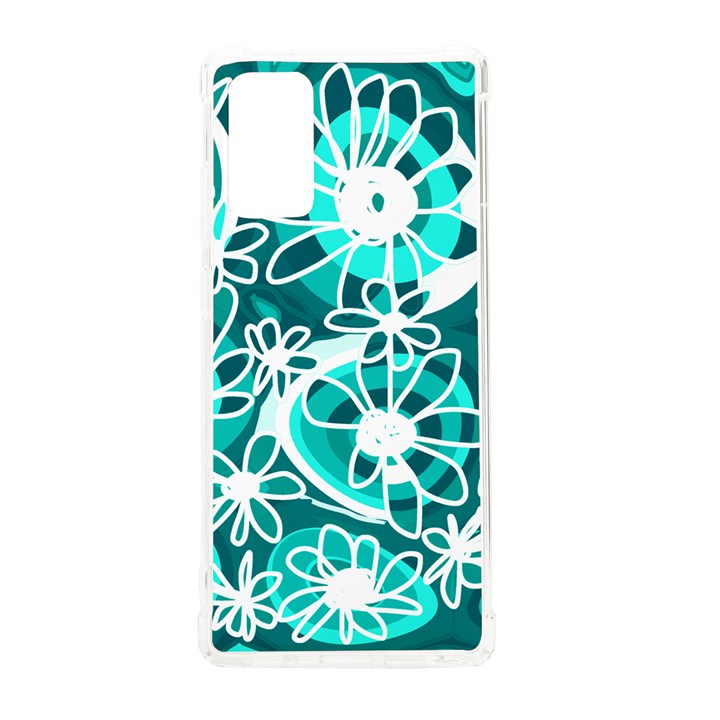 Mazipoodles Love Flowers - Dark Teal Turquoise White Samsung Galaxy Note 20 TPU UV Case