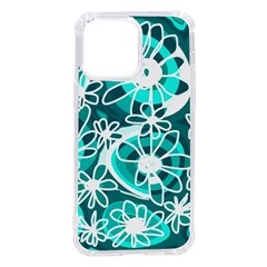 Mazipoodles Love Flowers - Dark Teal Turquoise White Iphone 14 Pro Max Tpu Uv Print Case