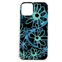 Mazipoodles Love Flowers - Black Dusty Blue Duck Egg Green Iphone 12 Pro Max Tpu Uv Print Case by Mazipoodles