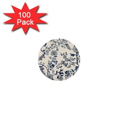 Blue Vintage Background, Blue Roses Patterns 1  Mini Buttons (100 Pack) 