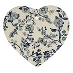 Blue Vintage Background, Blue Roses Patterns Ornament (Heart) Front