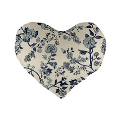 Blue Vintage Background, Blue Roses Patterns Standard 16  Premium Heart Shape Cushions by nateshop