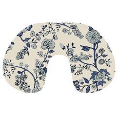 Blue Vintage Background, Blue Roses Patterns Travel Neck Pillow by nateshop