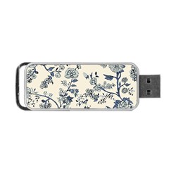 Blue Vintage Background, Blue Roses Patterns Portable Usb Flash (one Side) by nateshop