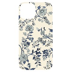 Blue Vintage Background, Blue Roses Patterns Iphone 14 Black Uv Print Case