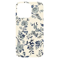 Blue Vintage Background, Blue Roses Patterns Iphone 14 Pro Max Black Uv Print Case by nateshop