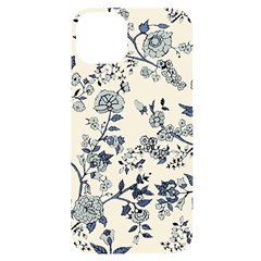 Blue Vintage Background, Blue Roses Patterns Iphone 14 Plus Black Uv Print Case by nateshop