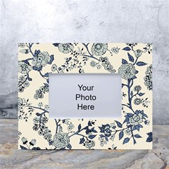 Blue Vintage Background, Blue Roses Patterns White Tabletop Photo Frame 4 x6  by nateshop