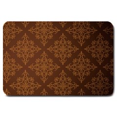 Brown Floral Pattern Floral Vintage Pattern, Brown Vintage Large Doormat by nateshop