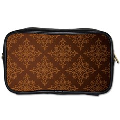 Brown Floral Pattern Floral Vintage Pattern, Brown Vintage Toiletries Bag (one Side) by nateshop